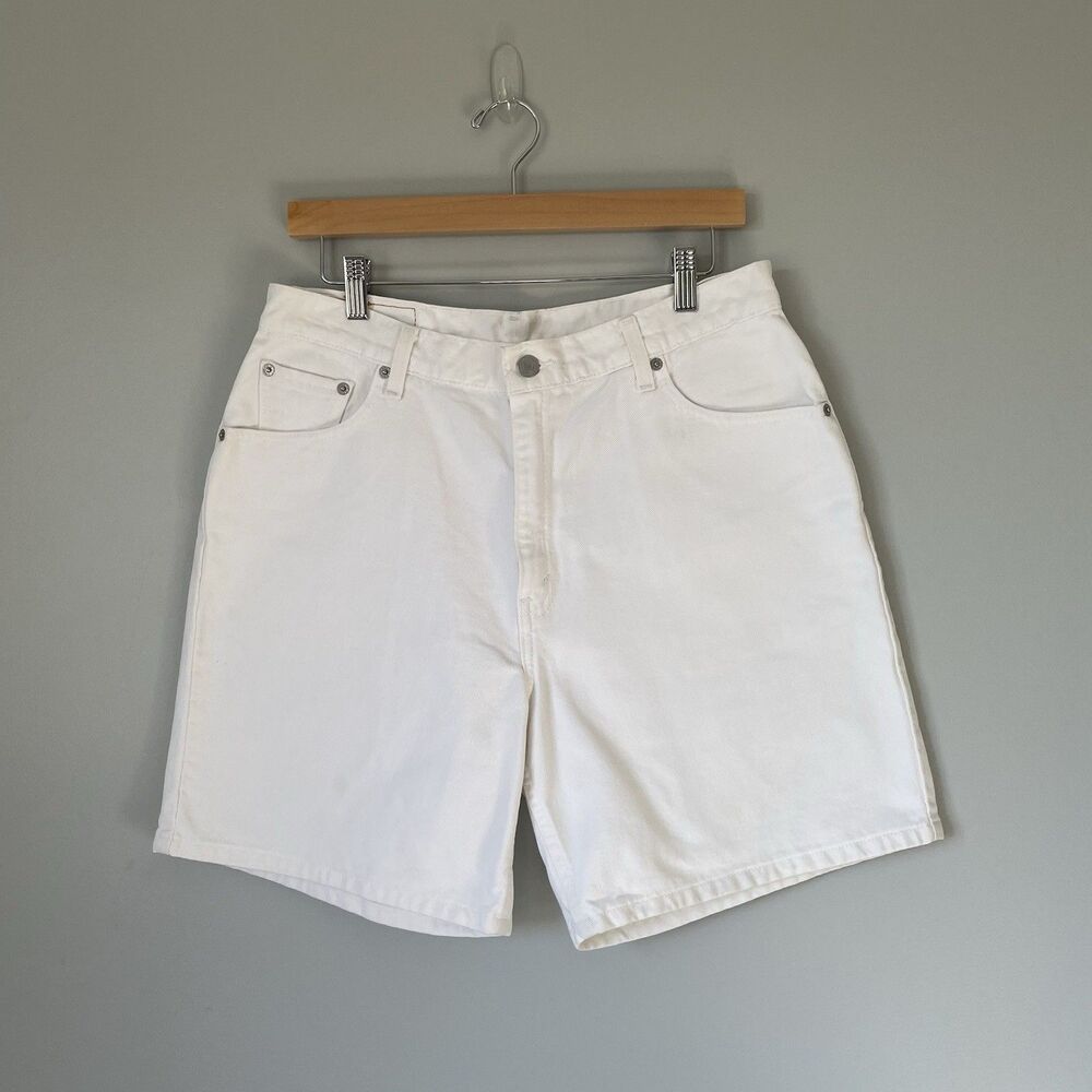 Vintage Levi's White Denim Shorts High-Waisted White 100% Cotton Women's Size 14